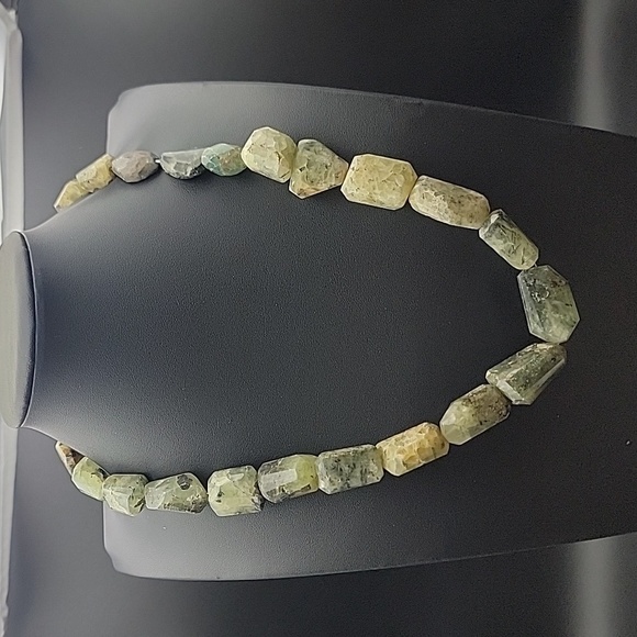 Faceted Agate Prehnite 734 Cts Beaded Natural Gemstone Necklace Unisex Crystal - Picture 4 of 11
